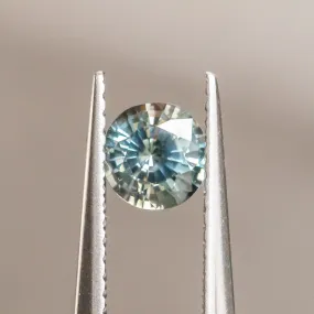 0.75CT BRILLIANT ROUND MADAGASCAR SAPPHIRE, PARTI AQUA WITH YELLOW, 5.31X3.63MM, UNTREATED