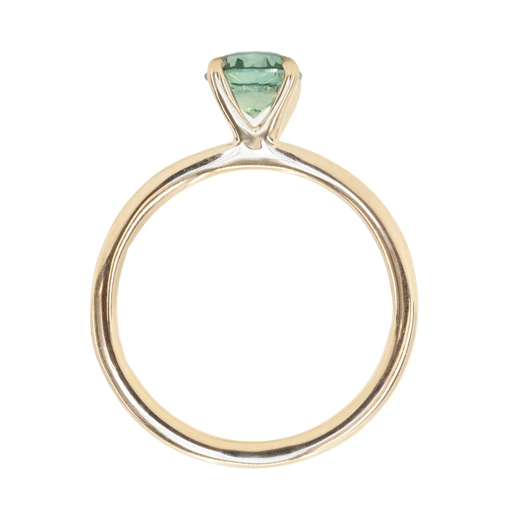 1.01ct Teal Green Montana Sapphire Classic 4 Prong Solitaire in 14k Yellow Gold