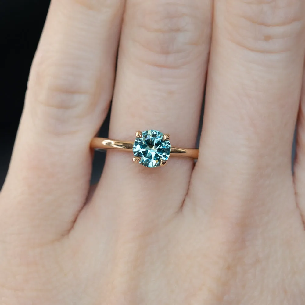 1.01ct Teal Green Montana Sapphire Classic 4 Prong Solitaire in 14k Yellow Gold