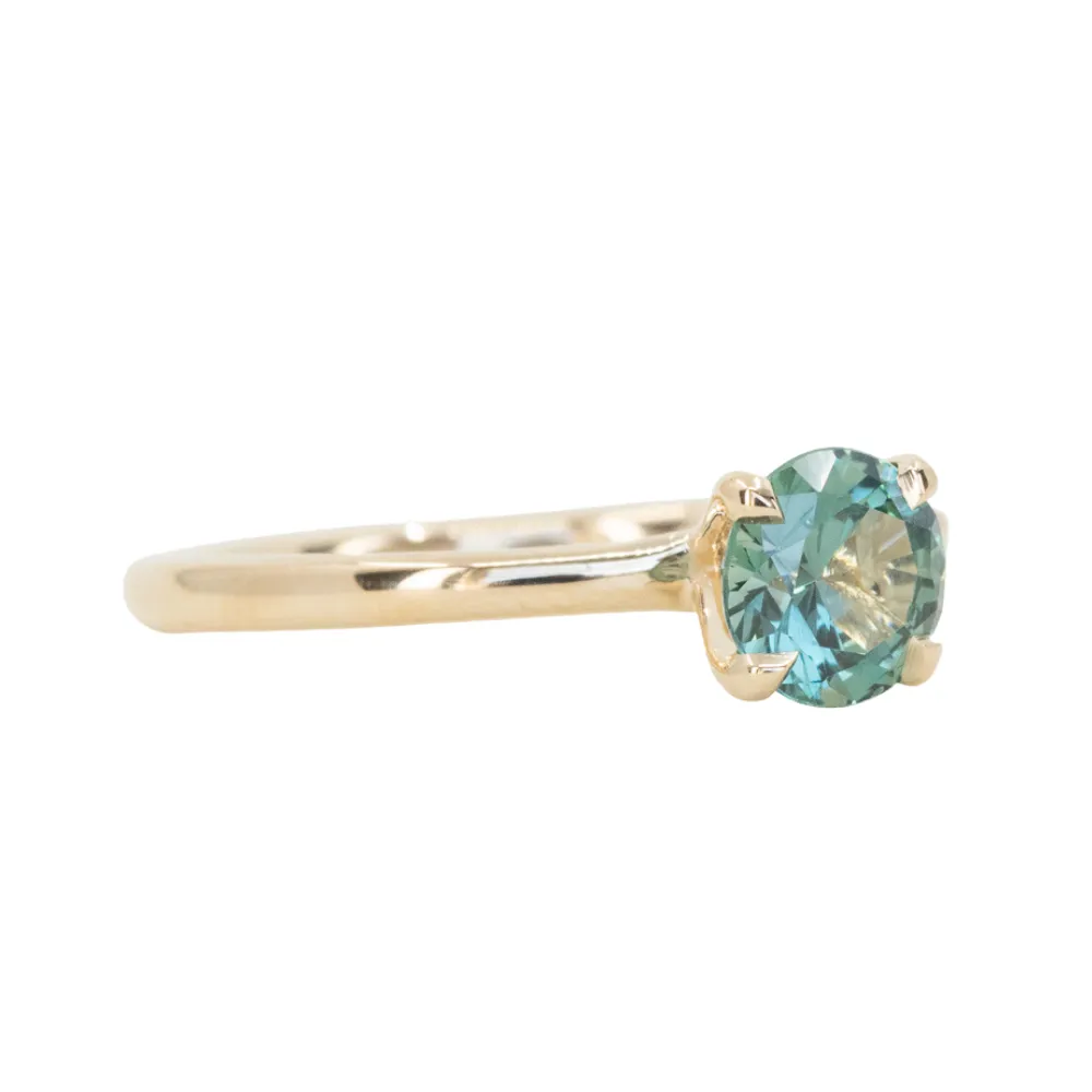 1.01ct Teal Green Montana Sapphire Classic 4 Prong Solitaire in 14k Yellow Gold