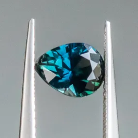 1.17CT NIGERIAN PEAR SAPPHIRE, DEEP GREEN TEAL, 7.9X5.8X3.8MM, UNTREATED