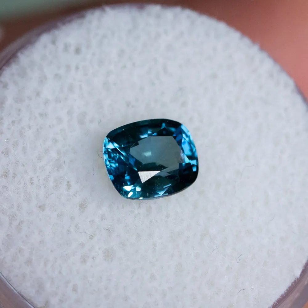 1.45CT ELONGATED CUSHION MADAGASCAR SAPPHIRE, UNTREATED, OCEAN BLUE TEAL, 7.22X6.04X3.80MM