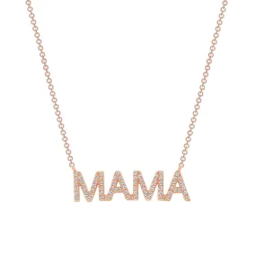 14K White Gold MAMA Diamond Pendant