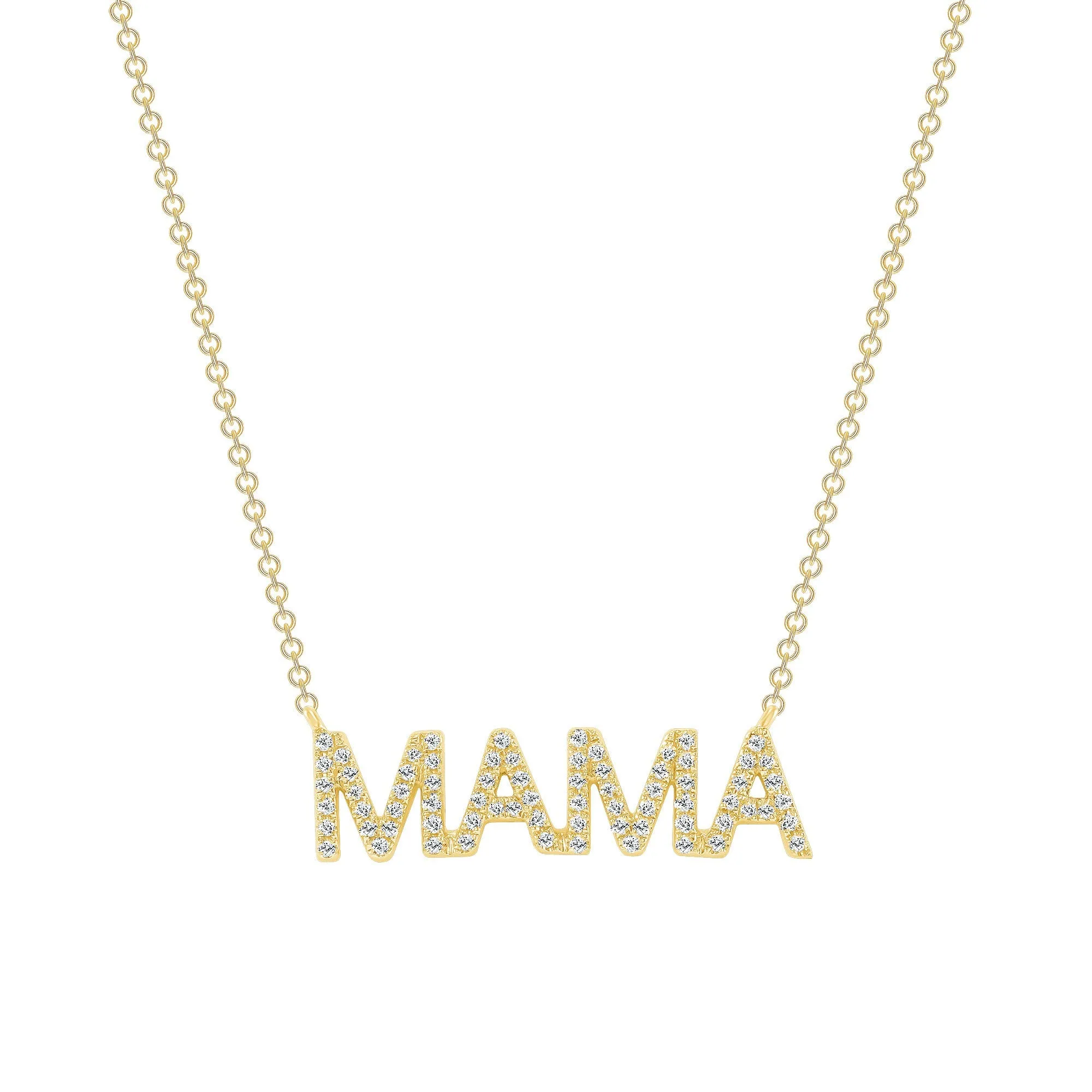 14K White Gold MAMA Diamond Pendant