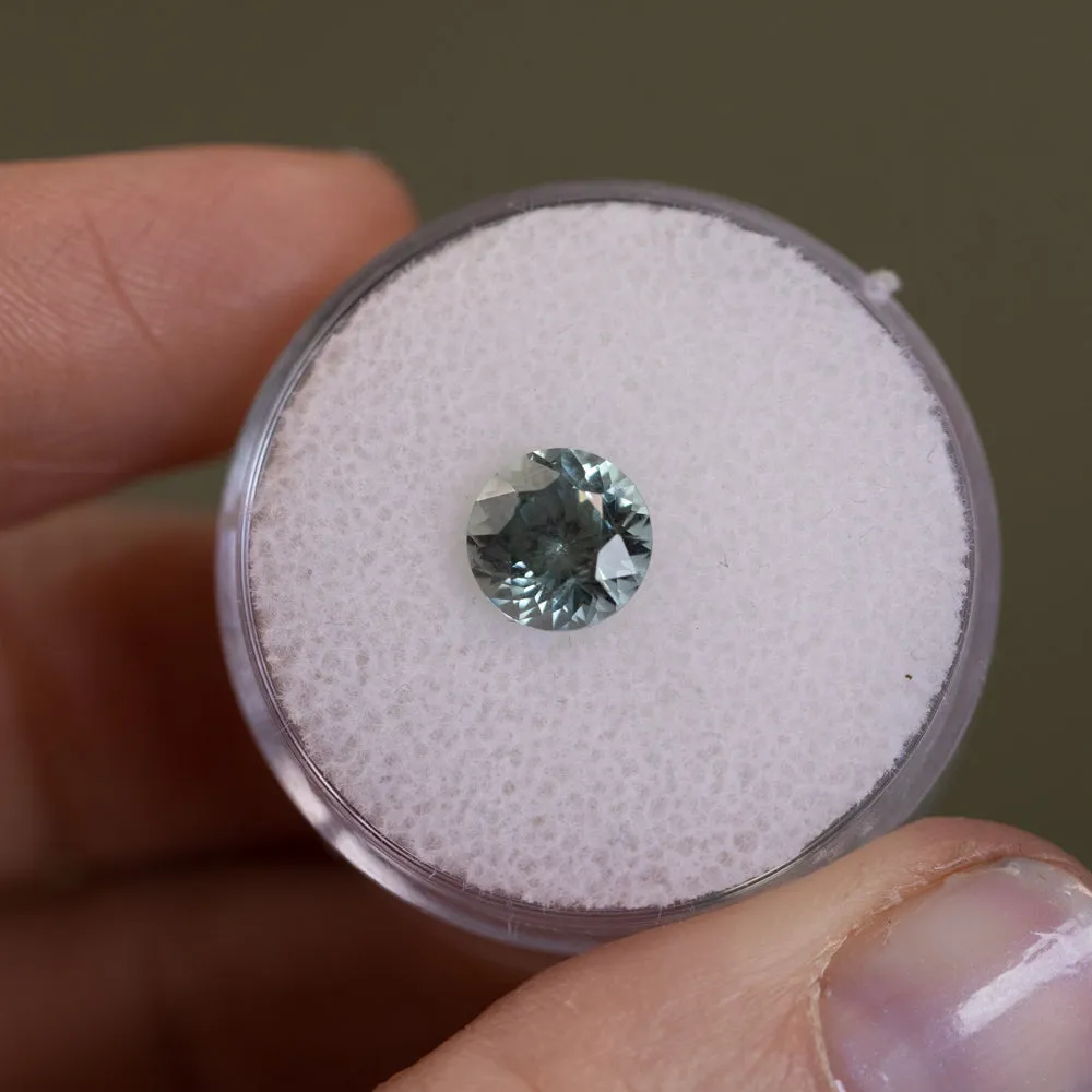 1.73CT ROUND MONTANA SAPPHIRE, SEAFOAM GREEN, 7X4.8MM, UNTREATED