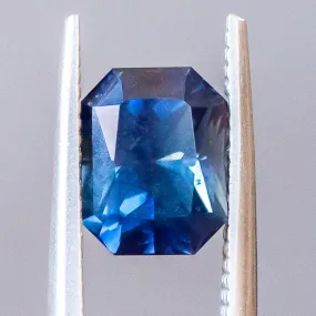 3.24CT RADIANT CUT TANZANIAN SAPPHIRE, DEEP OCEAN BLUE, 8.7X6.8MM, UNHEATED