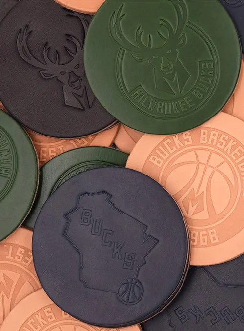 4-Pack Milwaukee Bucks Leather Coasters