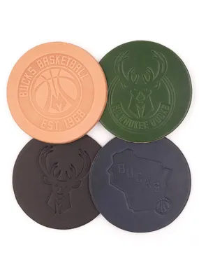 4-Pack Milwaukee Bucks Leather Coasters