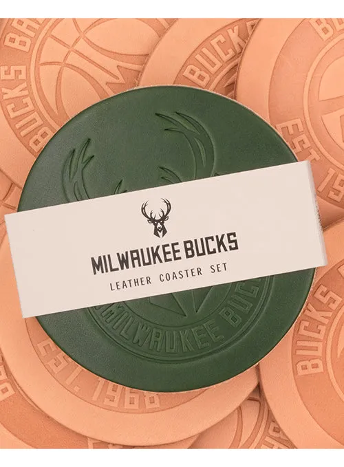 4-Pack Milwaukee Bucks Leather Coasters