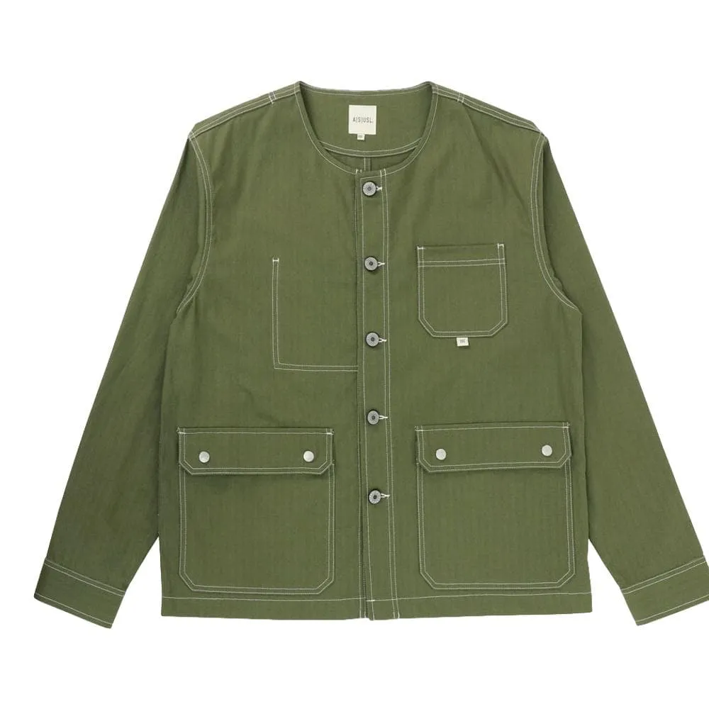 A[S]USL HERRINGBONE CARPENTER JACKET-OLIVE