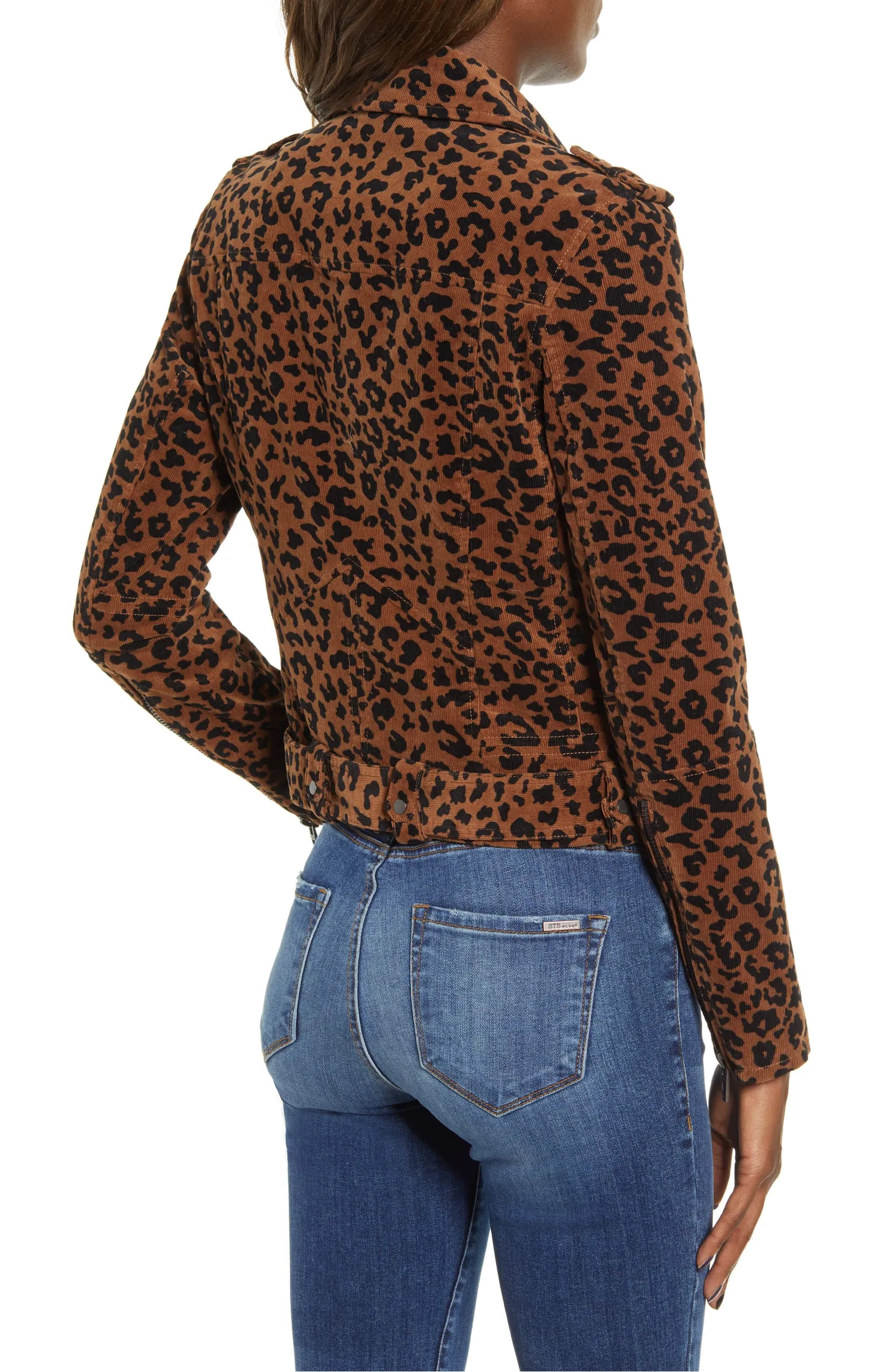 Blank NYC Leopard Jungle Cat Corduroy Moto Jacket