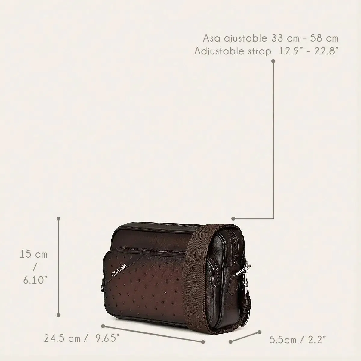 BOC04A1- Cuadra chocolate Ostrich bag