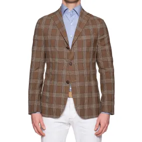 BOGLIOLI "K. Jacket" Brown Plaid Wool-Silk-Linen Soft Jacket EU 48 NEW US 38