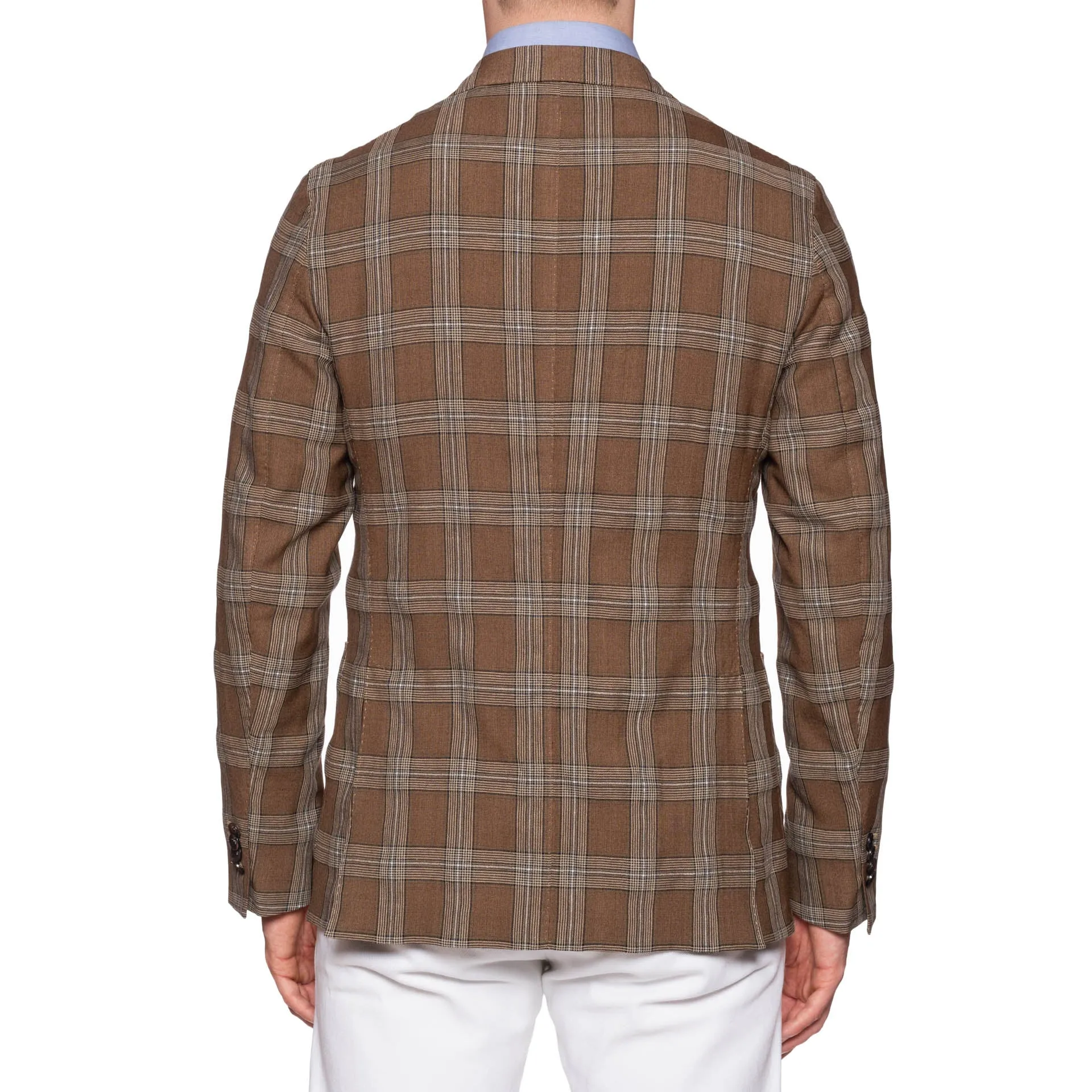 BOGLIOLI "K. Jacket" Brown Plaid Wool-Silk-Linen Soft Jacket EU 48 NEW US 38