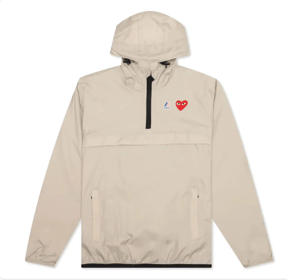 CDG PLAY X K-WAY LE VRAI 3.0 LEON JACKET - BEIGE