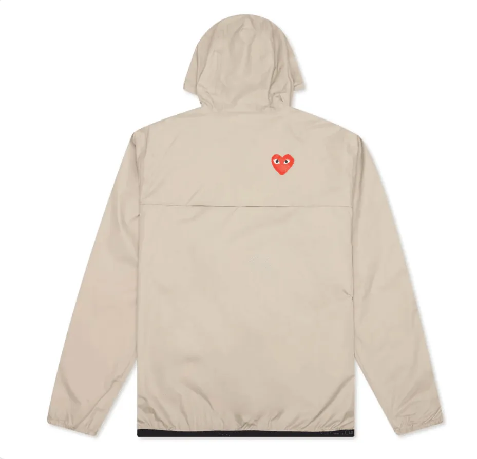 CDG PLAY X K-WAY LE VRAI 3.0 LEON JACKET - BEIGE