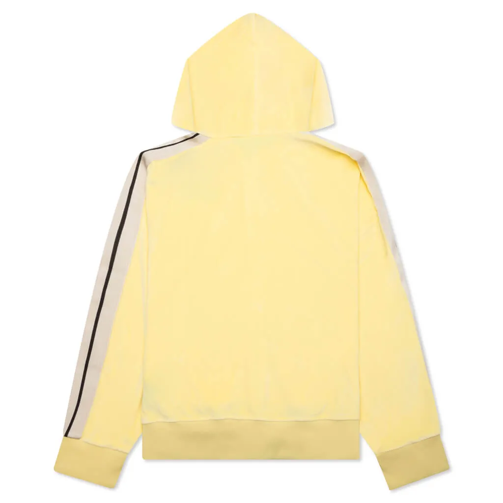 Chenille Zip Hoodie Track Jacket - Yellow/Off White