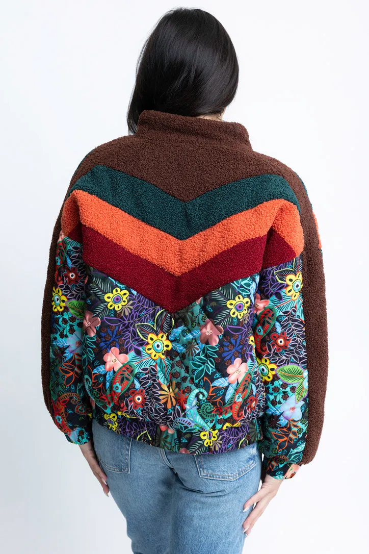 Chevron Floral Puffer Jacket