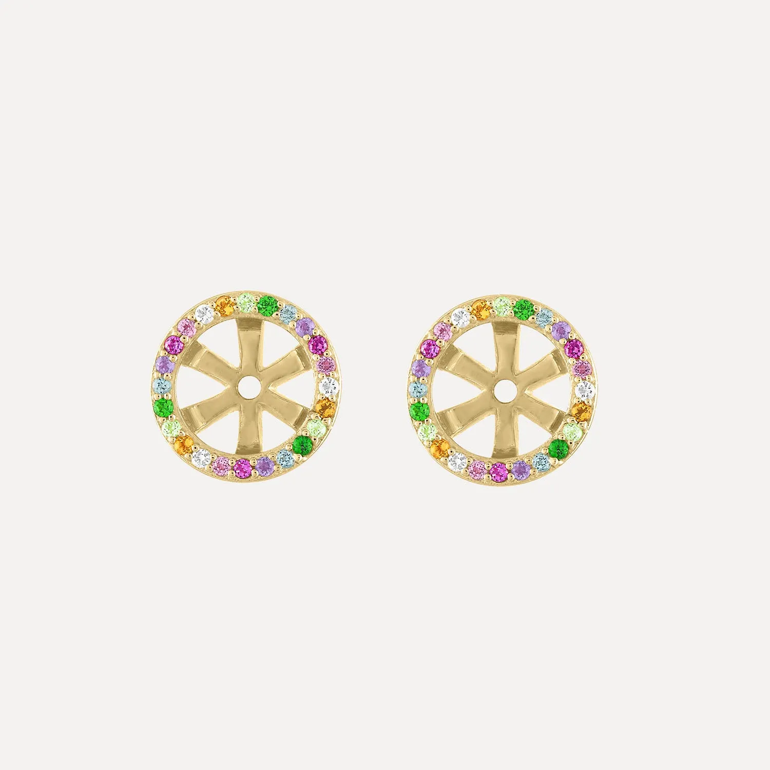 Classic Stud Earrings with Rainbow Jacket