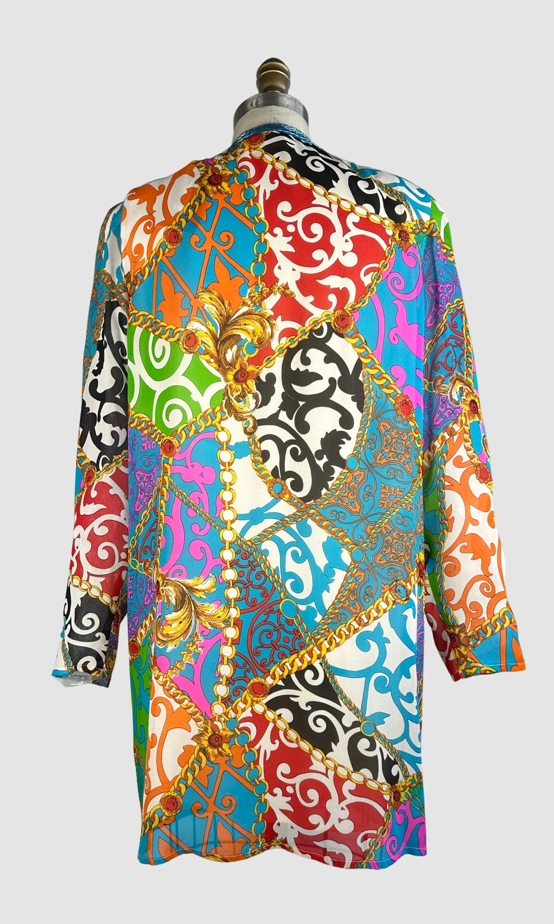 DIANE FREIS 80s Baroque Print Beaded Silk Jacket   Small