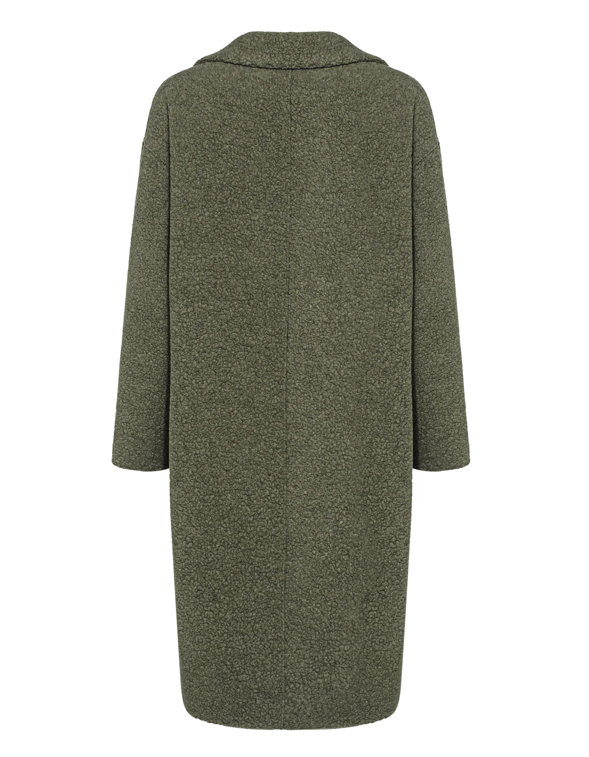 Dropped Shoulder D.B. Coat Boucle - Moss Green