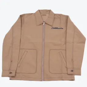 Dubbleware Embroidered Logo Zip Up Coach Jacket - Sand