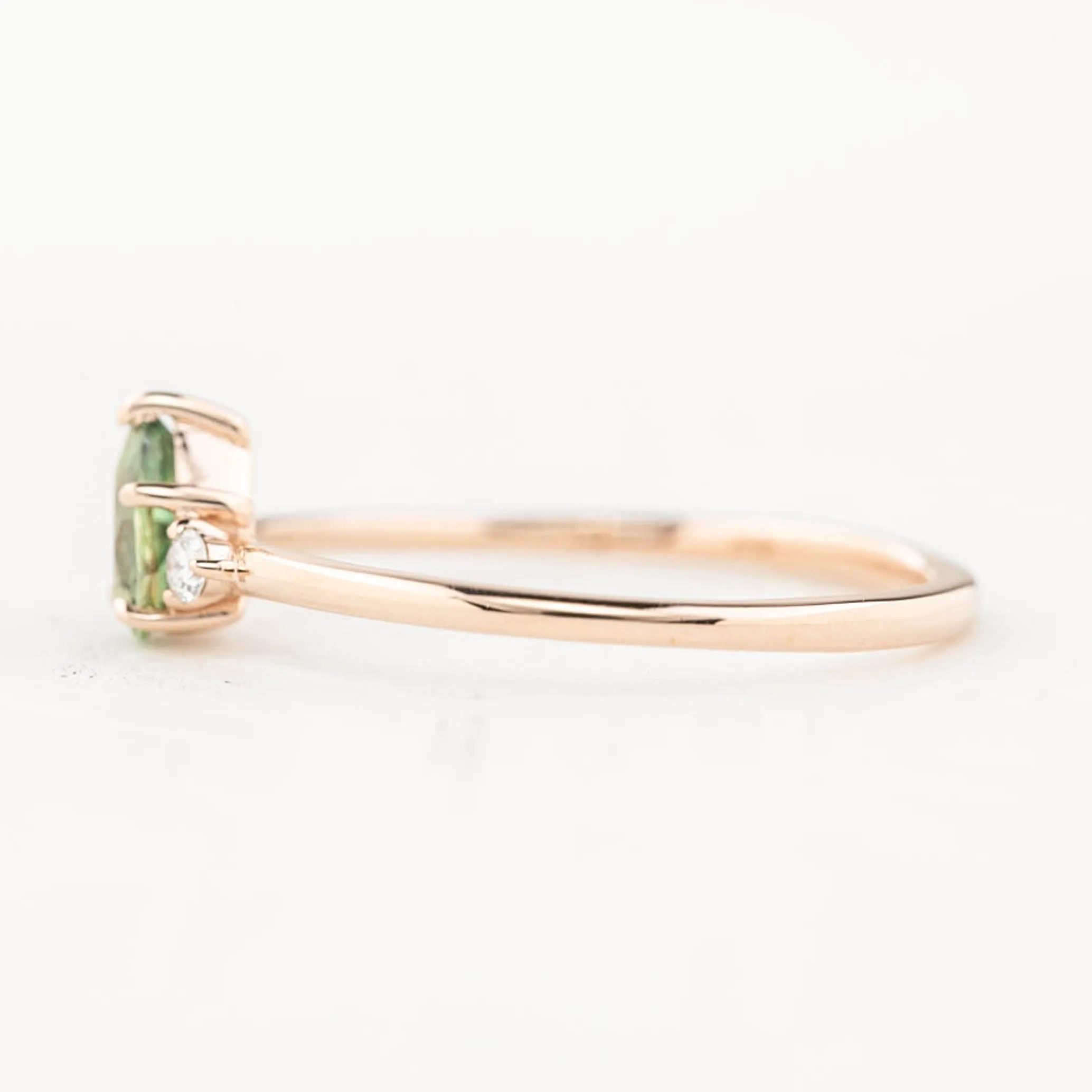 Emilie Ring 6mm 0.55ct Light Green Montana Sapphire 14K Rose Gold