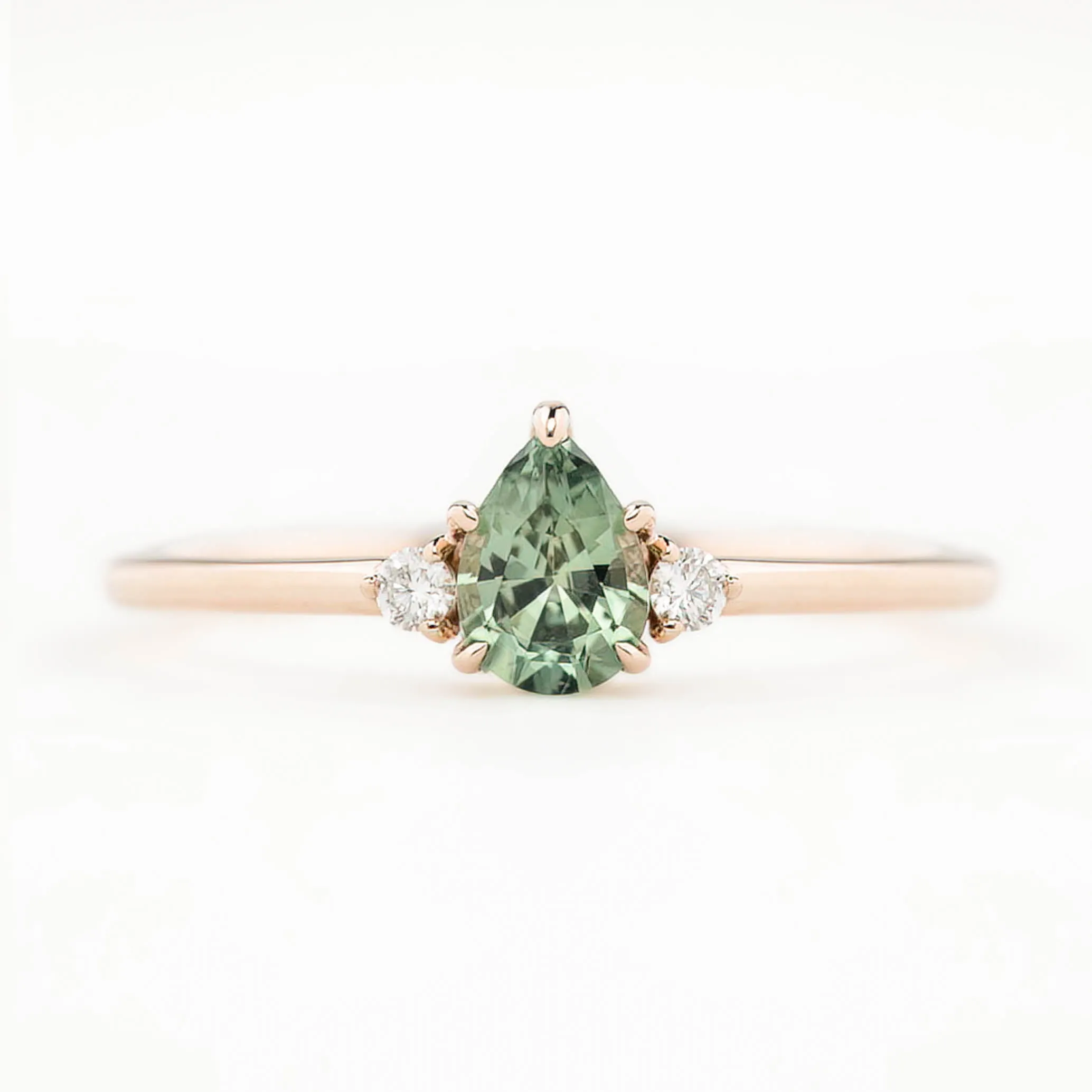 Emilie Ring 6mm 0.55ct Light Green Montana Sapphire 14K Rose Gold