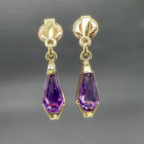 Estate 14K Y Gold 1.75ctw Amethyst Drop Earrings