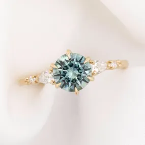 Estel Fleur Petal Ring 1.50ct Aqua Blue Montana Sapphire, 14k Yellow Gold (One of a kind)