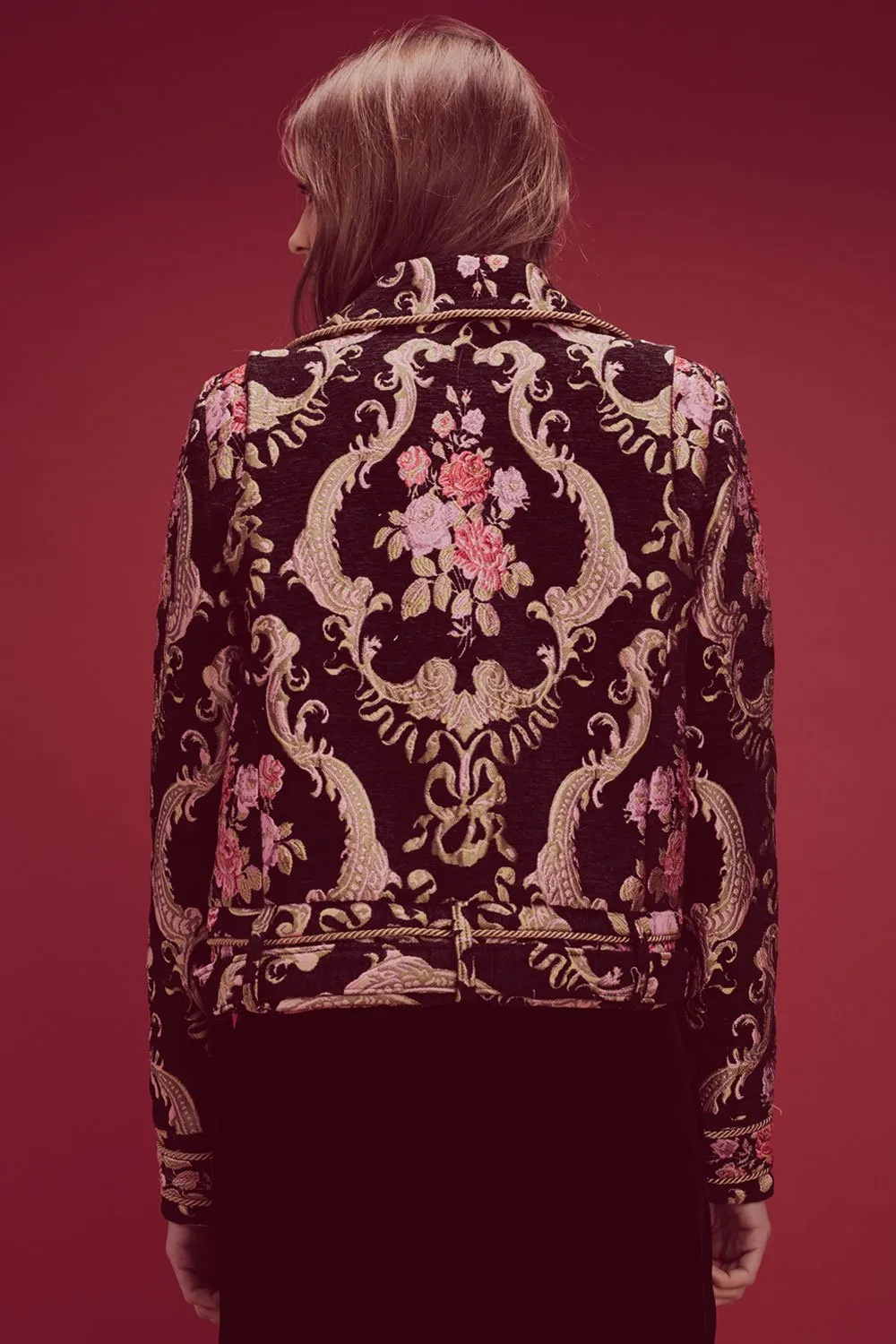 For Love and Lemons Brocade Moto Jacket