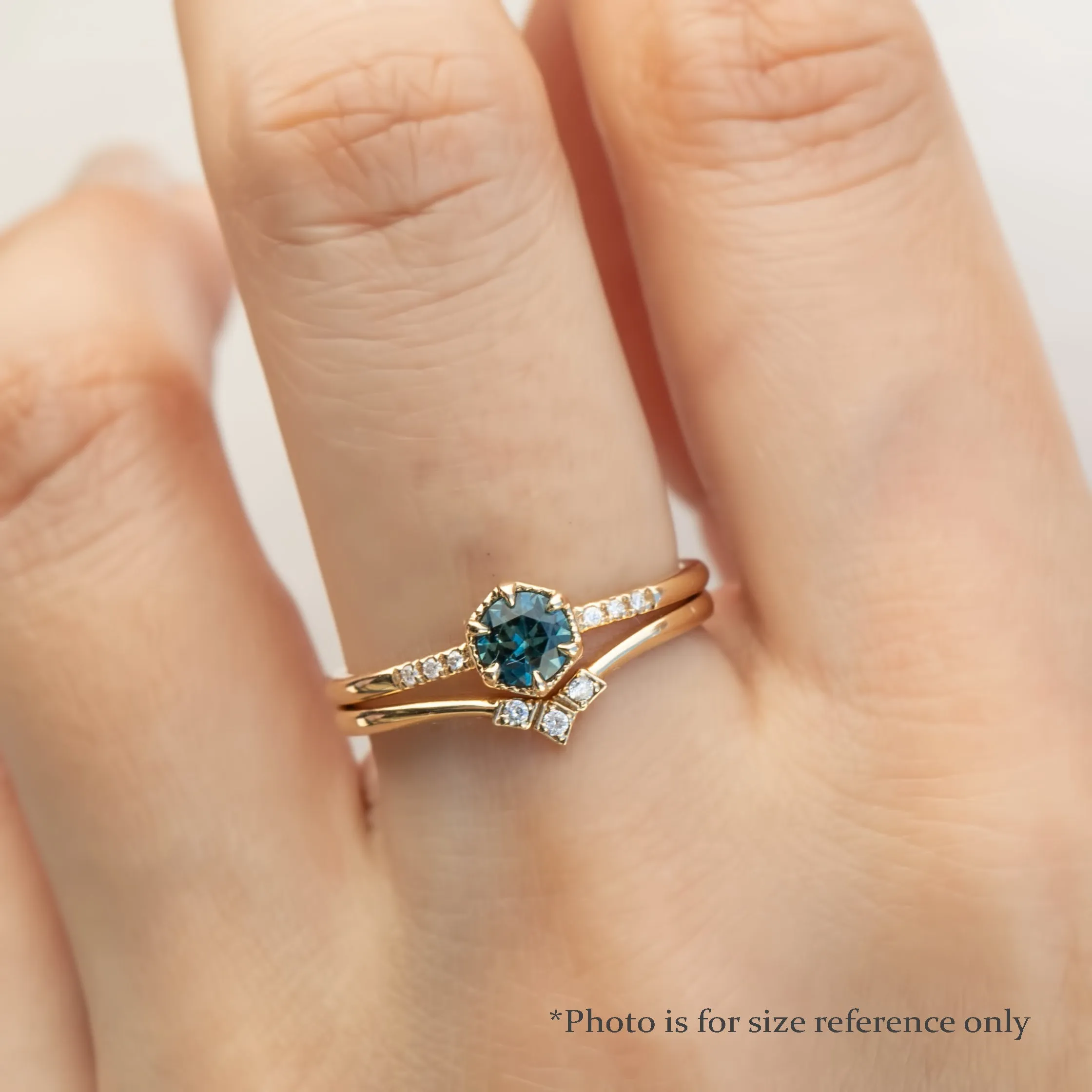 Grace Ring 4.5mm 0.40ct Peacock Green Queensland Sapphire 14K Rose Gold