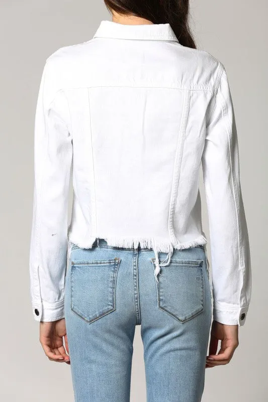 Hidden Cropped Frayed Jacket