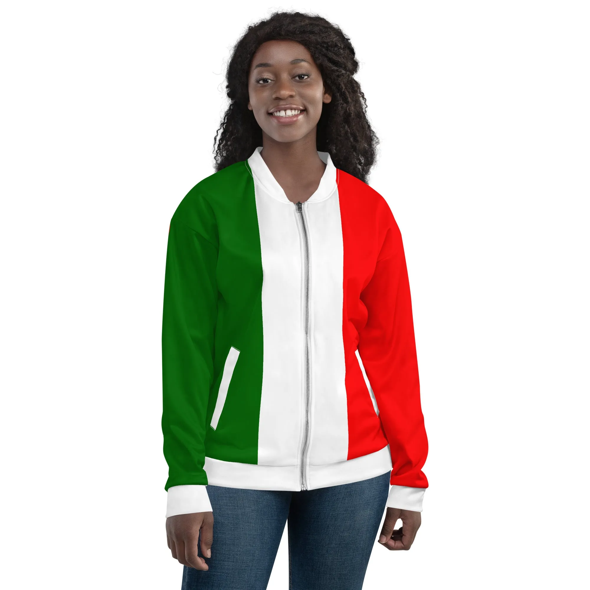 Italy Bomber Jacket With Italy Flag Colors