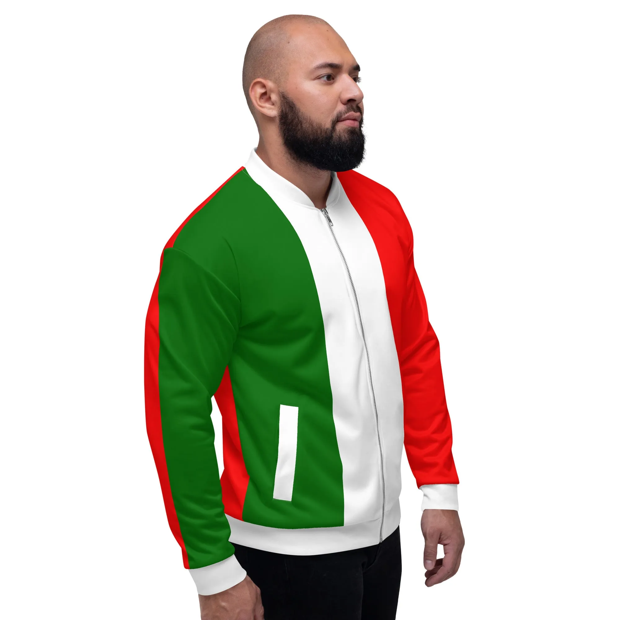 Italy Bomber Jacket With Italy Flag Colors