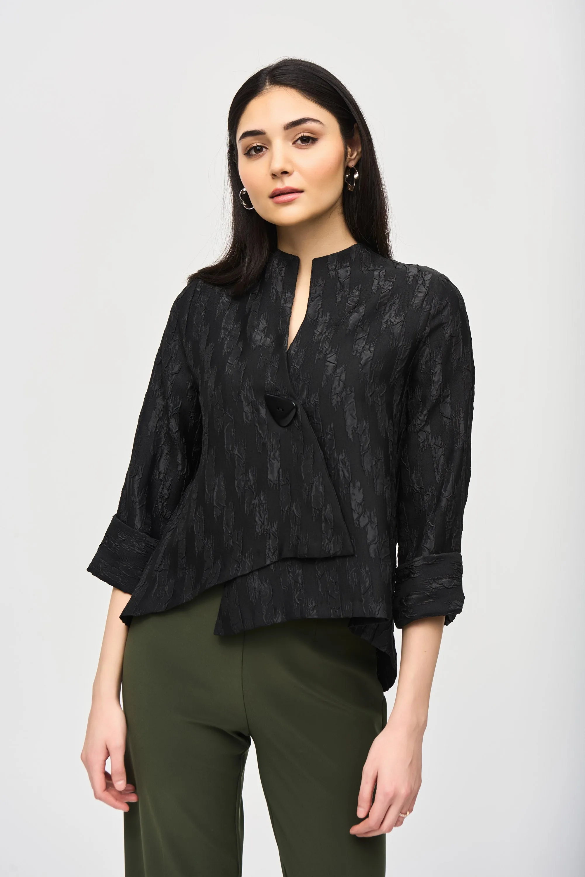 Joseph Ribkoff Jacquard Swing Jacket 243128 - Black