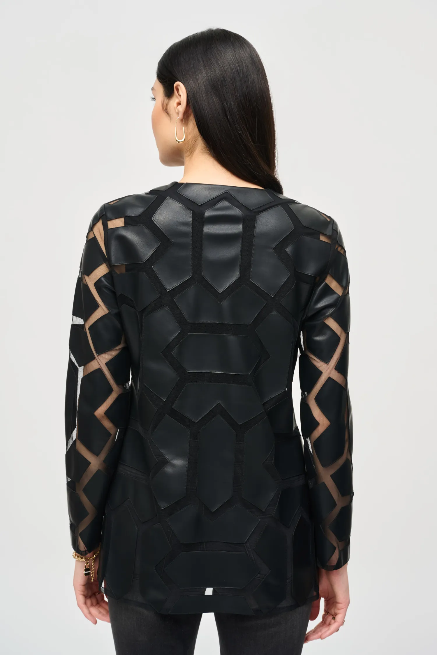 Joseph Ribkoff Laser-Cut Leatherette on Mesh Jacket - Style 241905F24