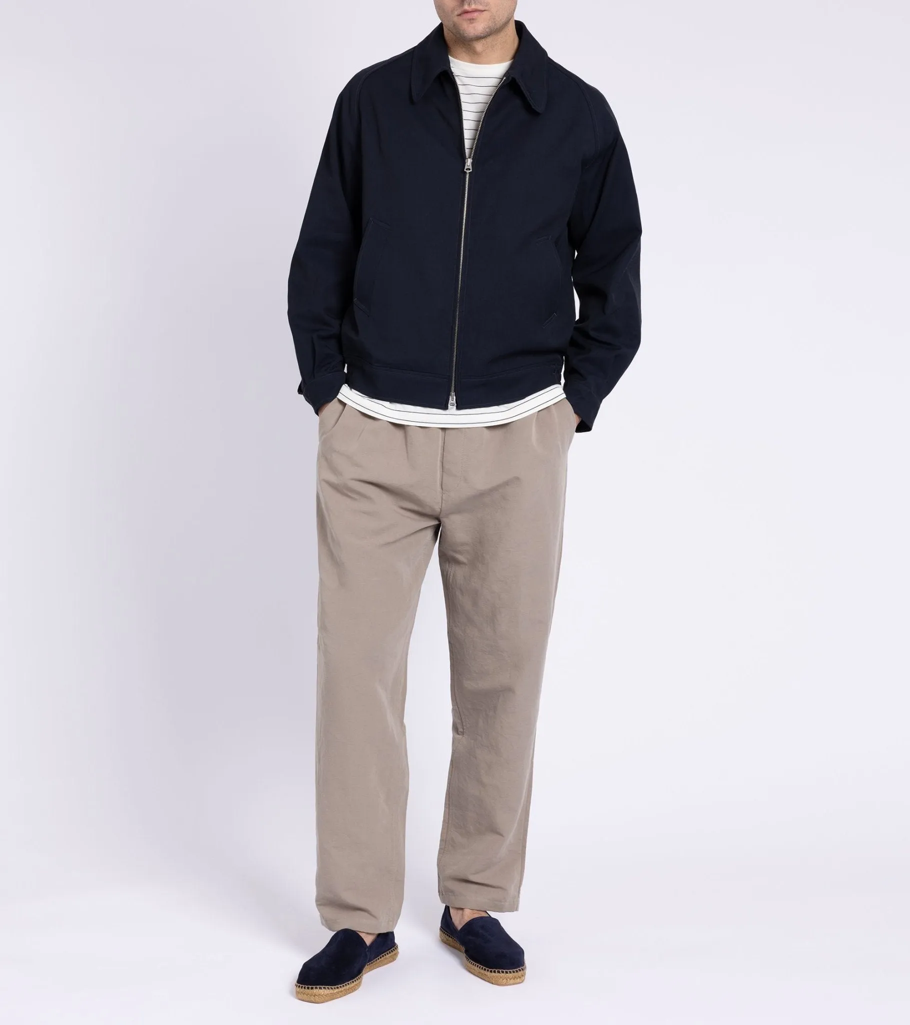 Kaptain Sunshine Cotton Rayon Harrington Jacket: Navy