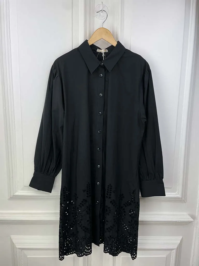 Malissa J Broderie Anglaise Shirt Tunic - Black