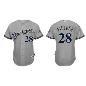 Men's Milwaukee Brewers Prince Fielder Replica Road Jersey - Gray