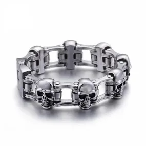 Men’s Stainless Steel Biker Skull Motorcycle Chain Bracelet