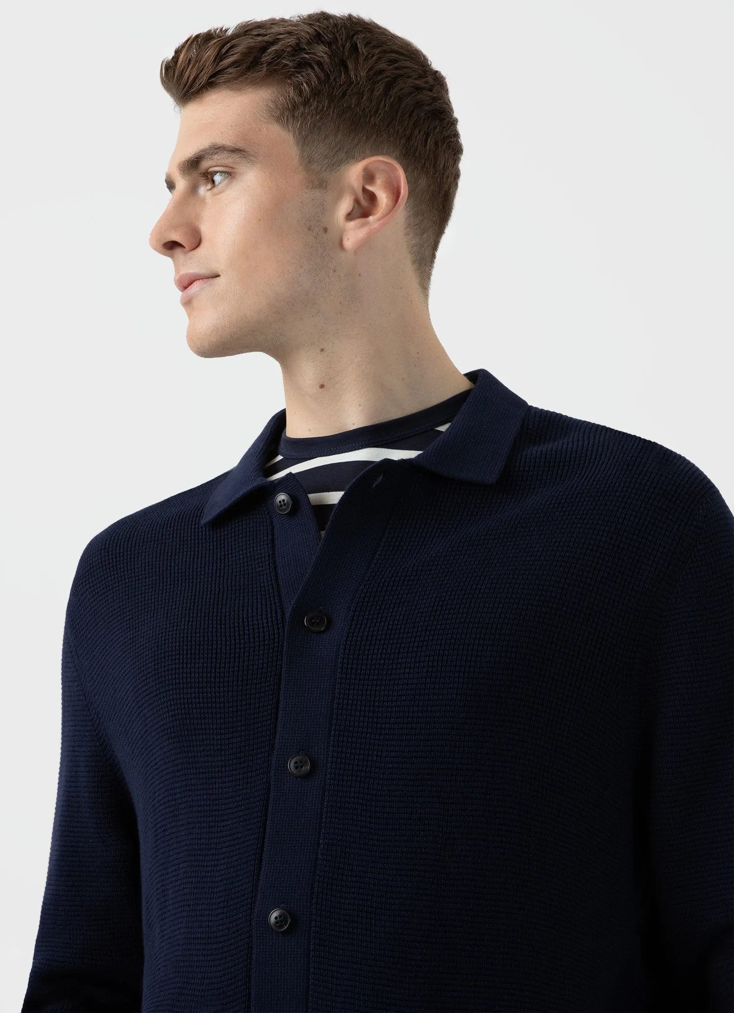 Men's Waffle Stitch Jacket in Navy