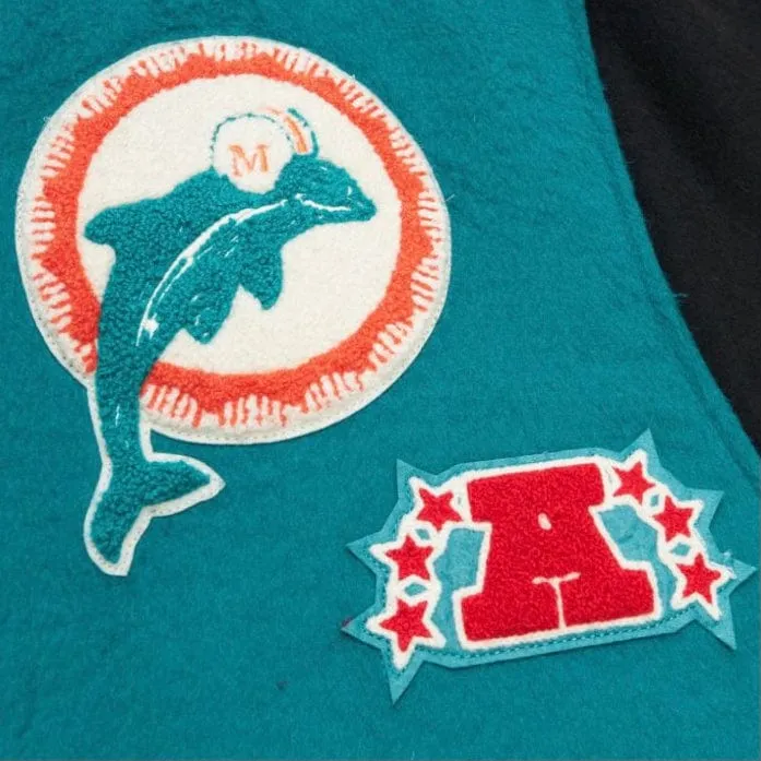 Mitchell & Ness Nfl Miami Dolphin Team Legacy Varsity Jacket (Teal/Black)