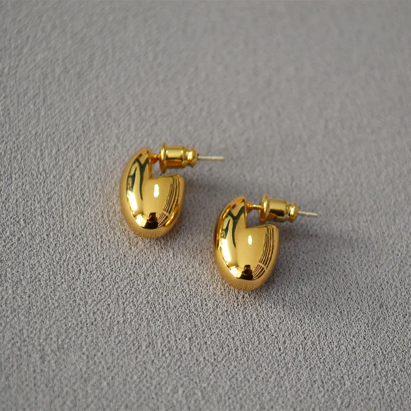 Modern Gold Bean Earrings