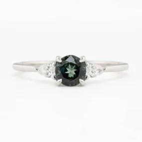 Olivia Ring 0.66ct Blue Green Queensland Sapphire Ring, 14k White Gold (One of a kind)