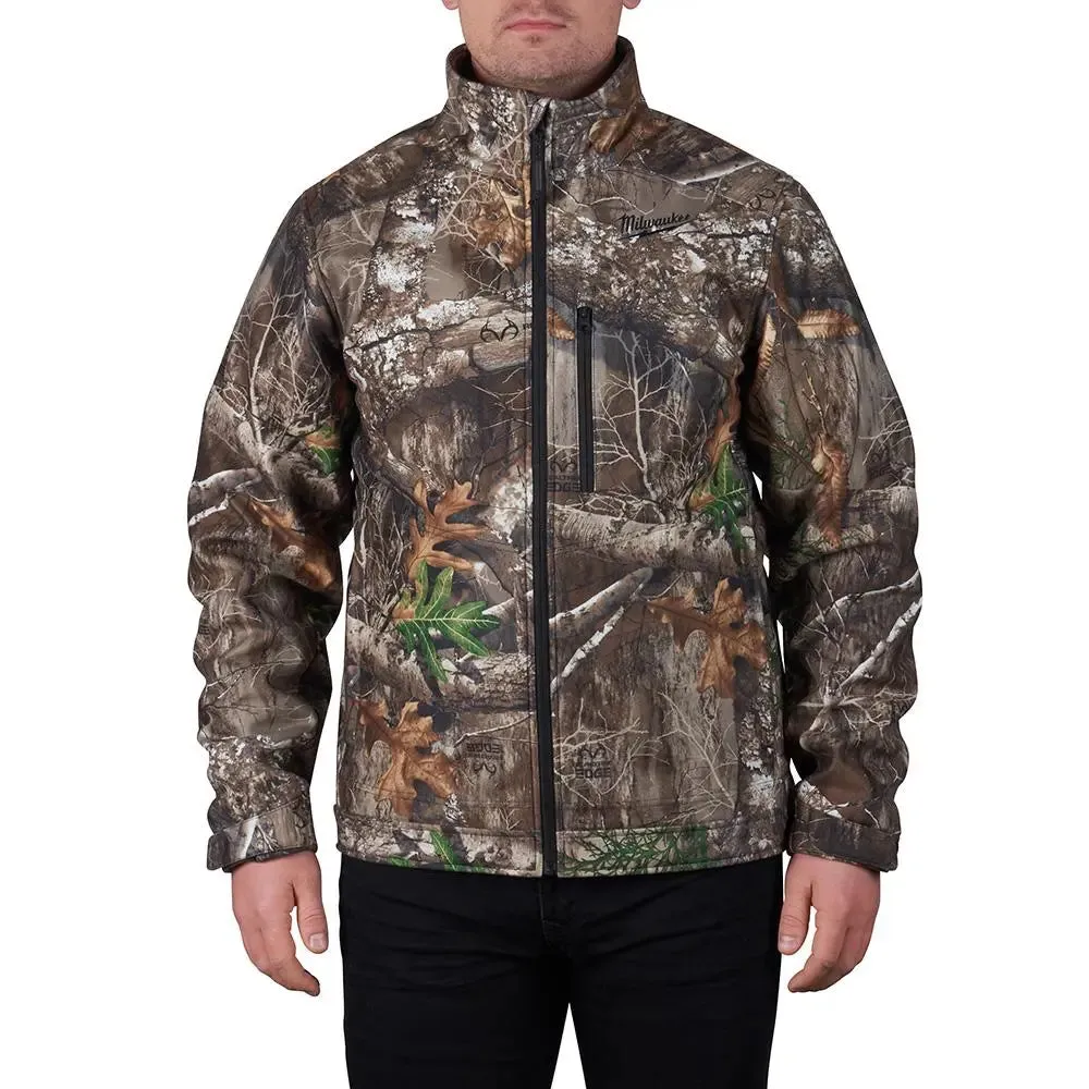 Open Box -  Milwaukee Men's X-Large M12 12V Lithium-Ion Cordless QUIETSHELL Camo Heated Jacket with (1) 3.0 Ah Battery and Charger, Camouflage