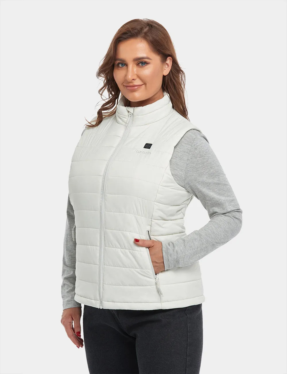 (Open-box) Women's Classic Heated Vest - Off White with B19G Battery