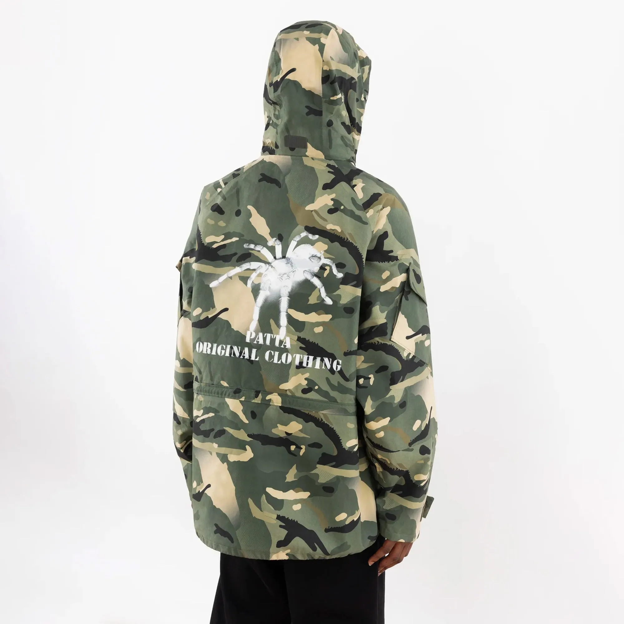 Patta Mens Camo Nylon Tactical Parka - Stylish and Weather-Resistant Military-Inspired Outerwear