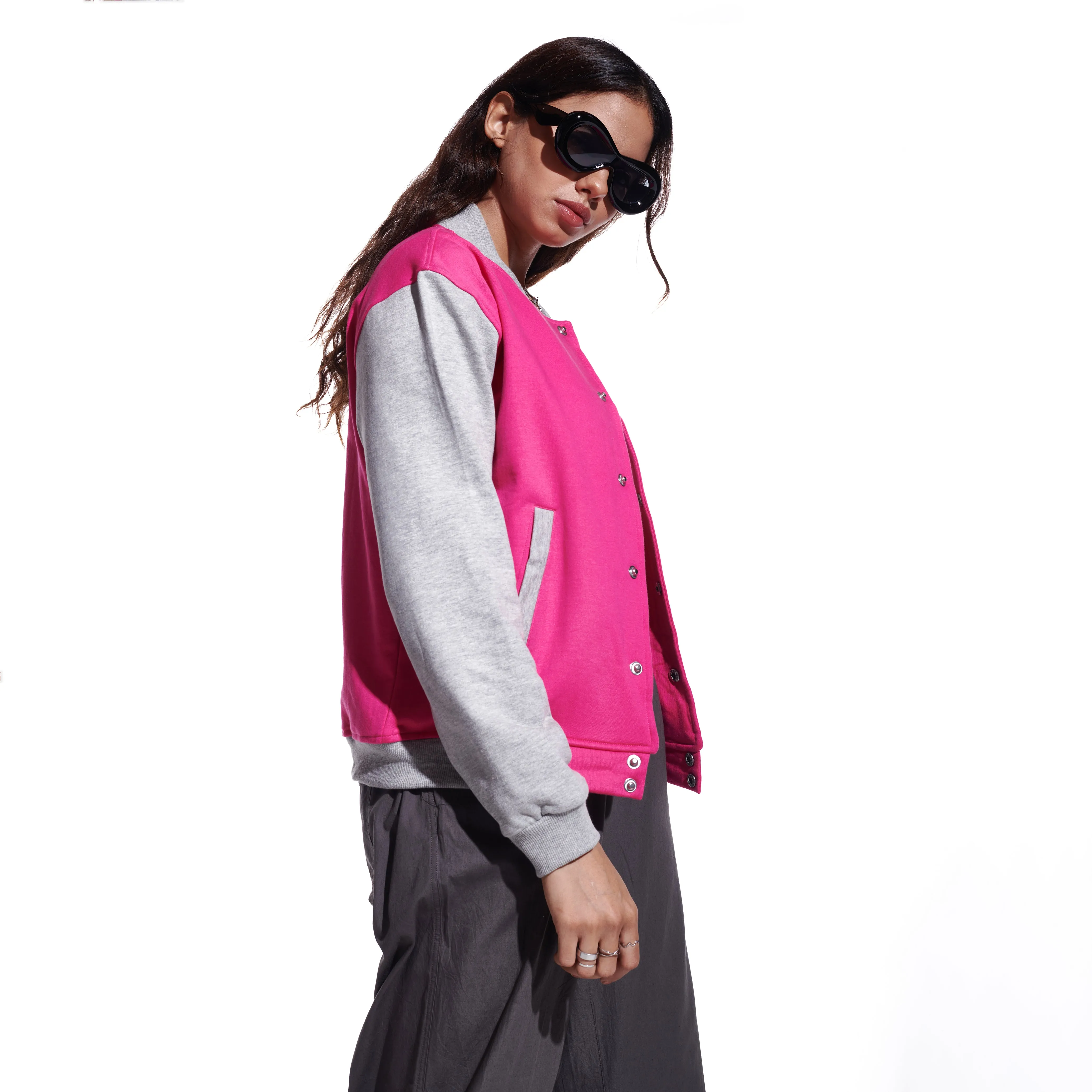 Pink Unisex Varsity Jacket