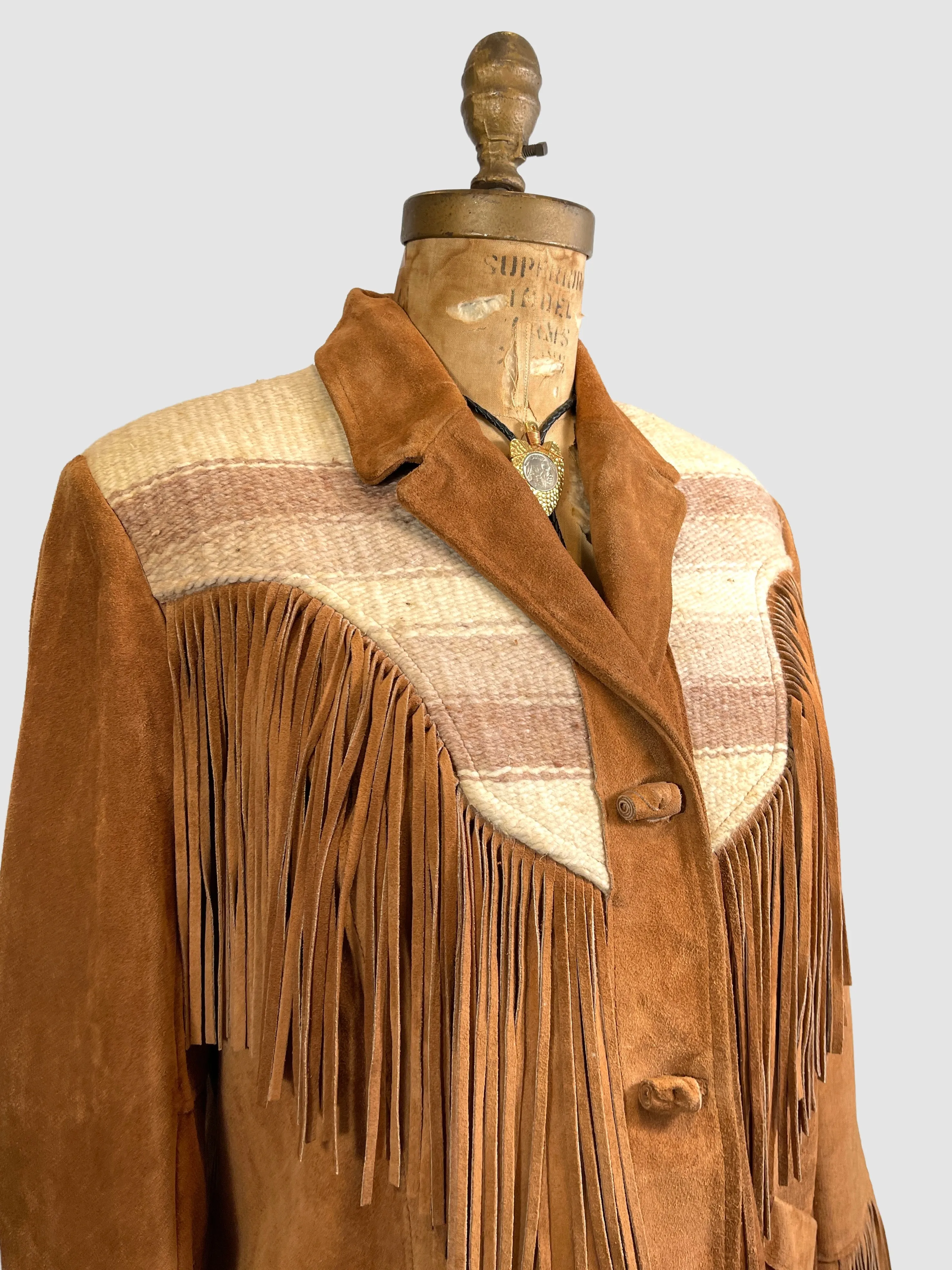 PIONEER WEAR 70s Suede Fringe Jacket  Med Large